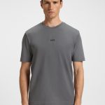Camiseta de algodón elástico con logo en contraste