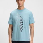 Camiseta de algodón elástico con estampado geométrico