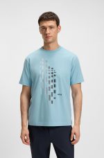 Camiseta de algodón elástico con estampado geométrico