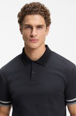 Polo slim fit de algodón con puños a rayas - Image 2