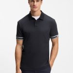 Polo slim fit de algodón con puños a rayas
